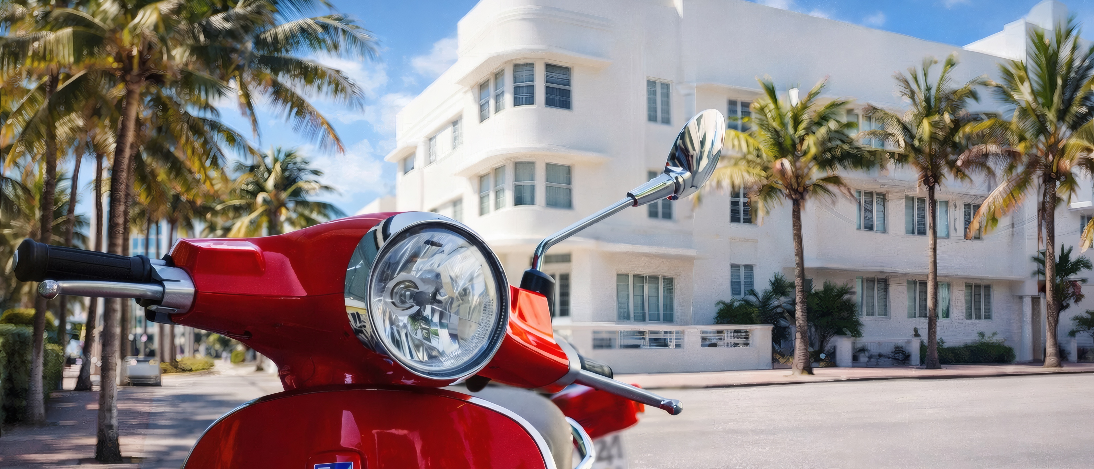 Riding a Vespa in Miami Beach